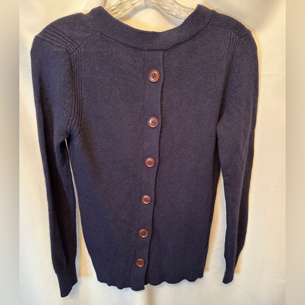 Banana Republic Size XS Filpucci Wool Cashmere Button Back Sweater Navy Blue